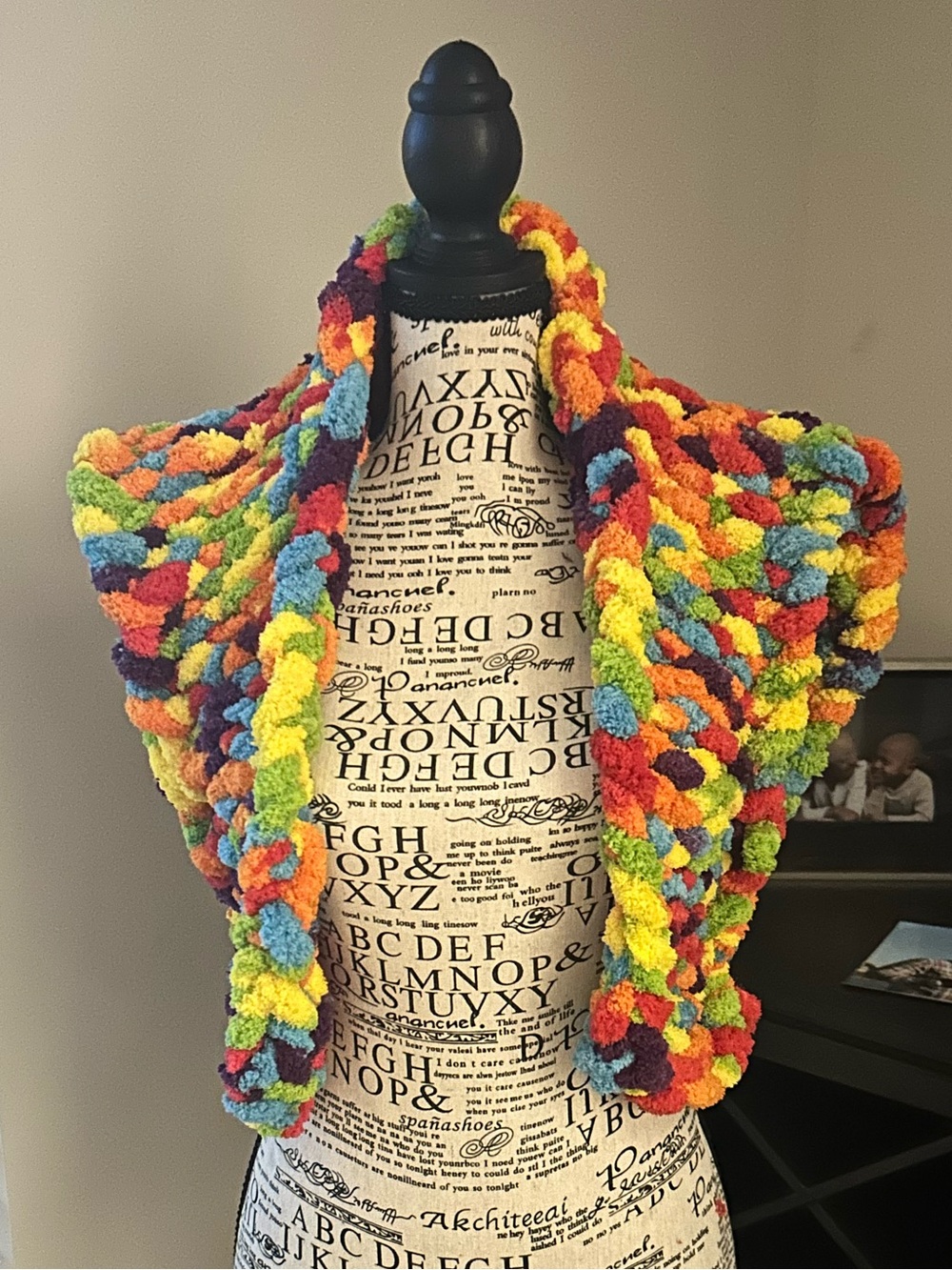 Hand Crafted Bright Multicolor Chunky Knit Shrug